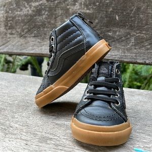 Toddler Vans -black high tops w/ gum waffle sole